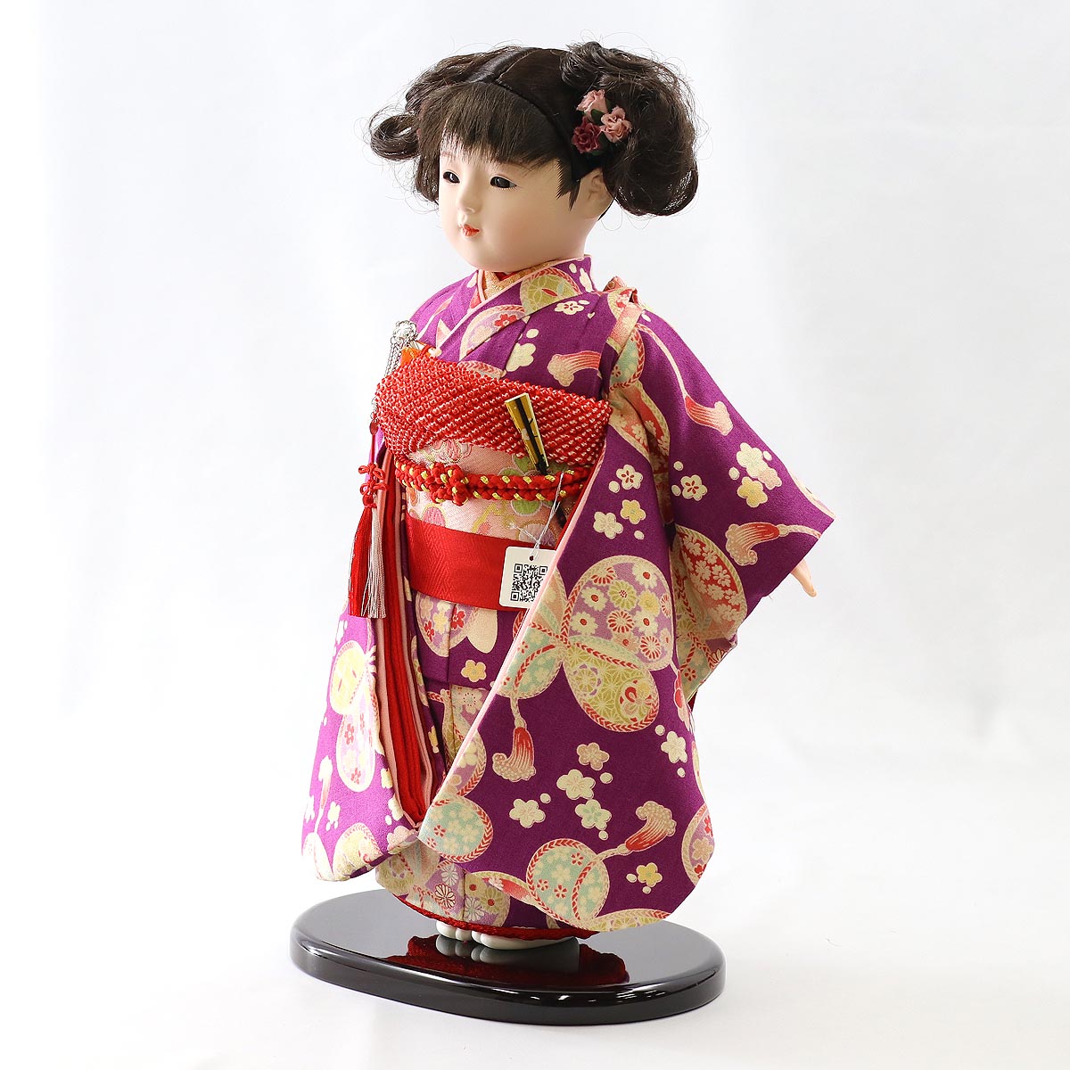 市松人形 15号(52cm)サイズの着物 比翼仕立て 紫 淡い色の花 11 【公式