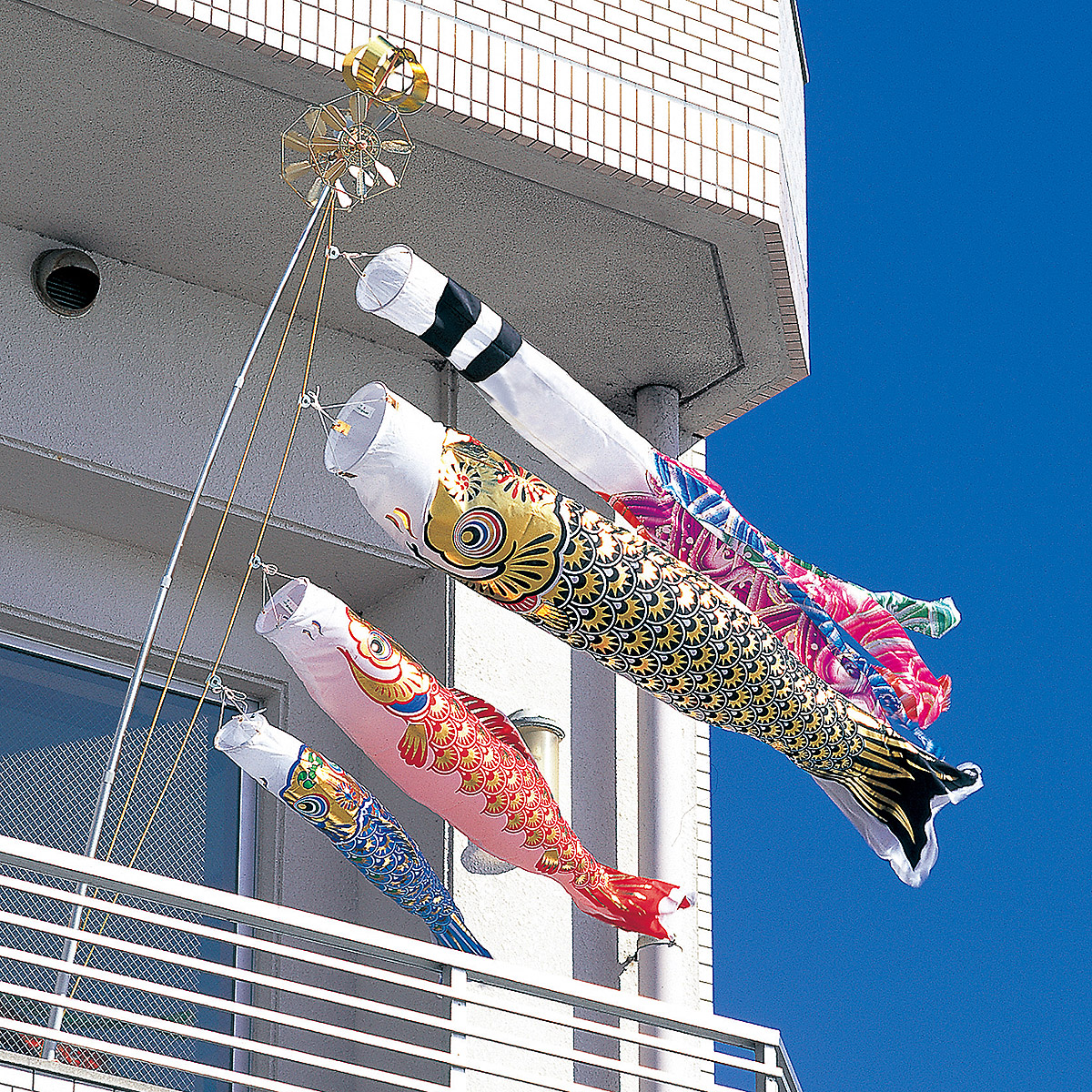 ダイヤ鯉のぼり 鯉のぼり ベランダ用 スターゴールド鯉 1.5m 6点 ネオ