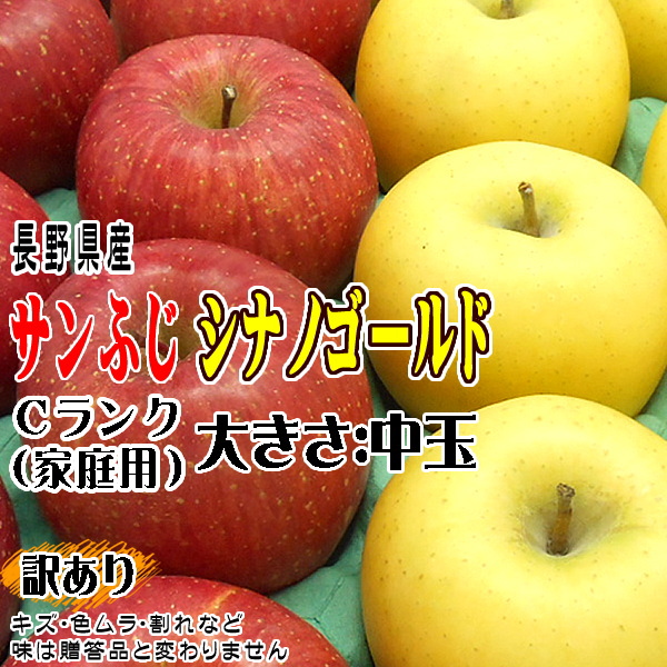 りんご 訳あり サンふじ・シナノゴールド 詰合せ Cランク 家庭用 約5kg 長野県産 送料無料 フルーツ リンゴ