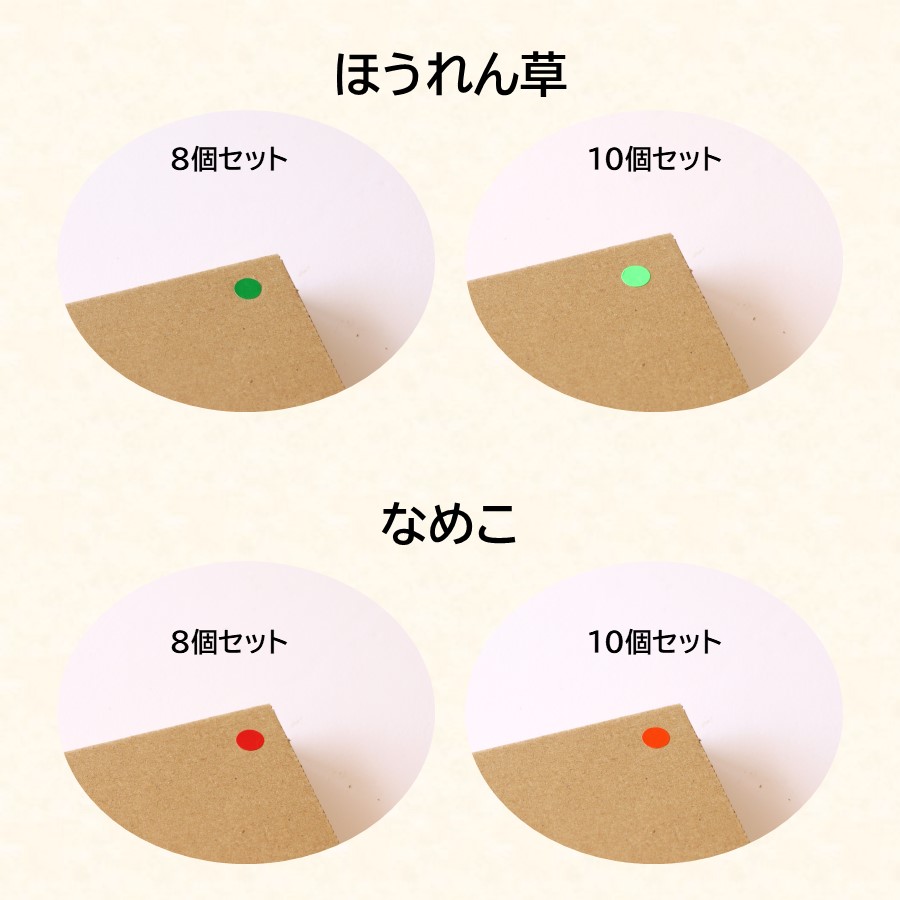 裏面のシールで種類がわかります