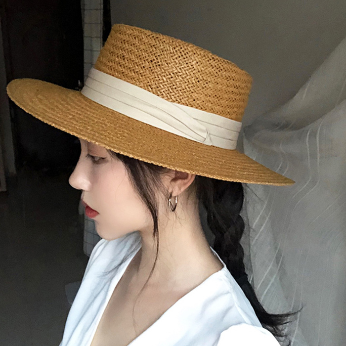カンカン帽子 紫外線対策ストローハット-4