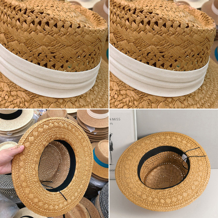 カンカン帽子 紫外線対策ストローハット-6