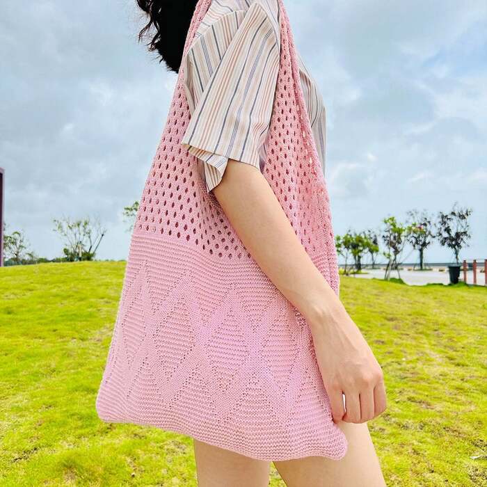 malamute ODAKHAニット トート バッグ 楽天市場】夏祭 【クリアランス価格☆】透け感ニットトート