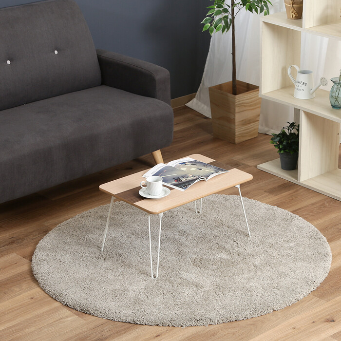 不二貿易（Fuji Boeki） 突板 折りたたみローテーブル ライン : 家具