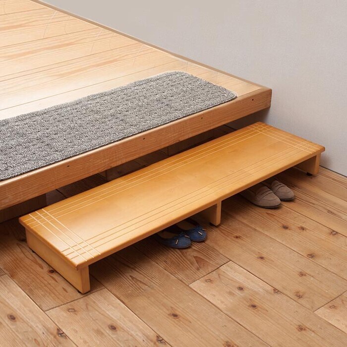 木製玄関踏み台 120cm 北欧風 玄関 介護 収納 天然木 木目 収納 ワイド 大きい 完成品-1