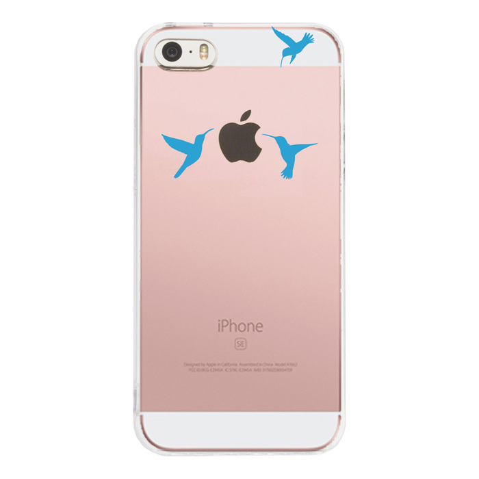iPhone5 iPhone5s ケース クリア ハチドリ ブルー スマホケース ハード スマホケース ハード-1
