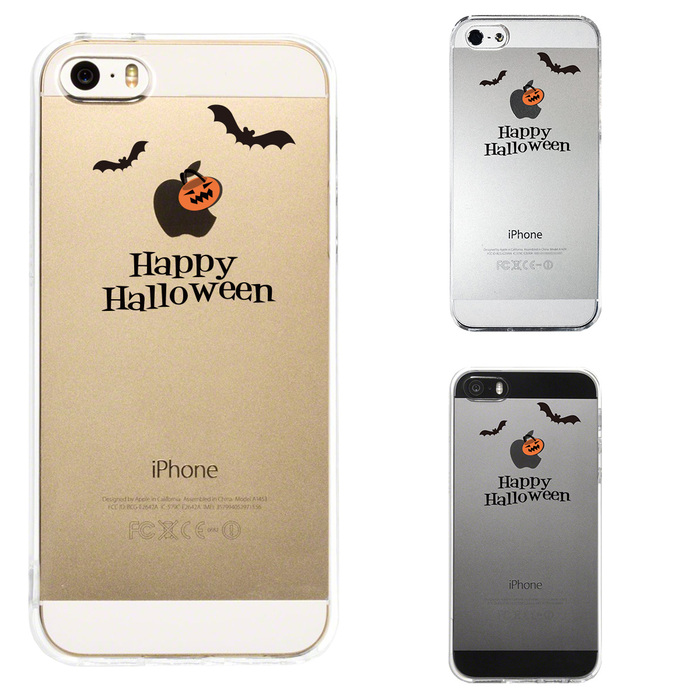 iPhone5 iPhone5s ケース クリア ハッピーハロウィン コウモリ スマホケース ハード スマホケース ハード-0