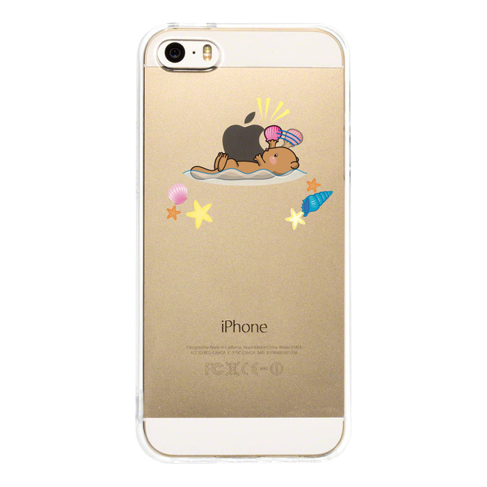 iPhone5 iPhone5s ケース クリア ラッコがアップルを食事 スマホケース ハード スマホケース ハード-2