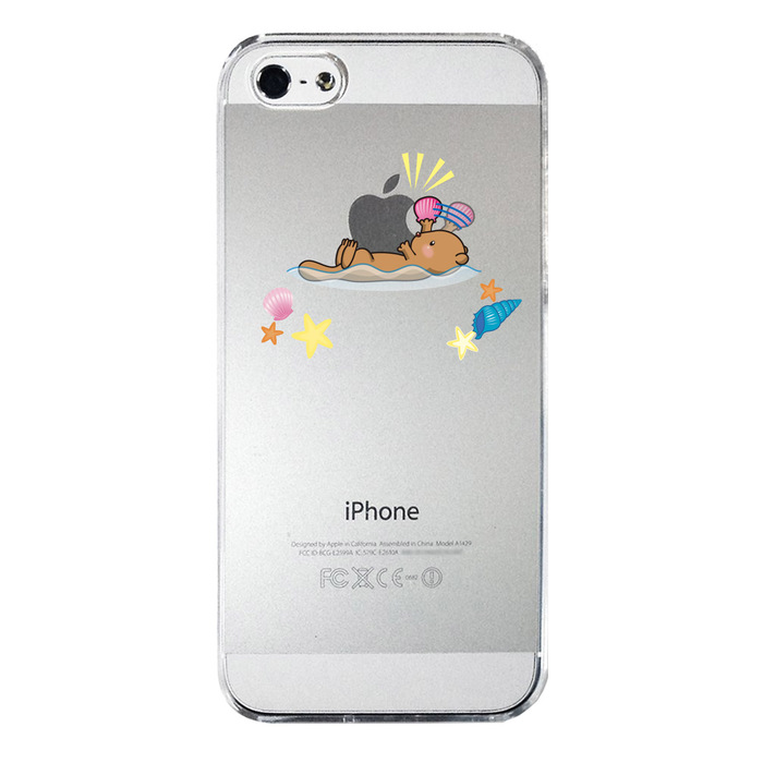 iPhone5 iPhone5s ケース クリア ラッコがアップルを食事 スマホケース ハード スマホケース ハード-3