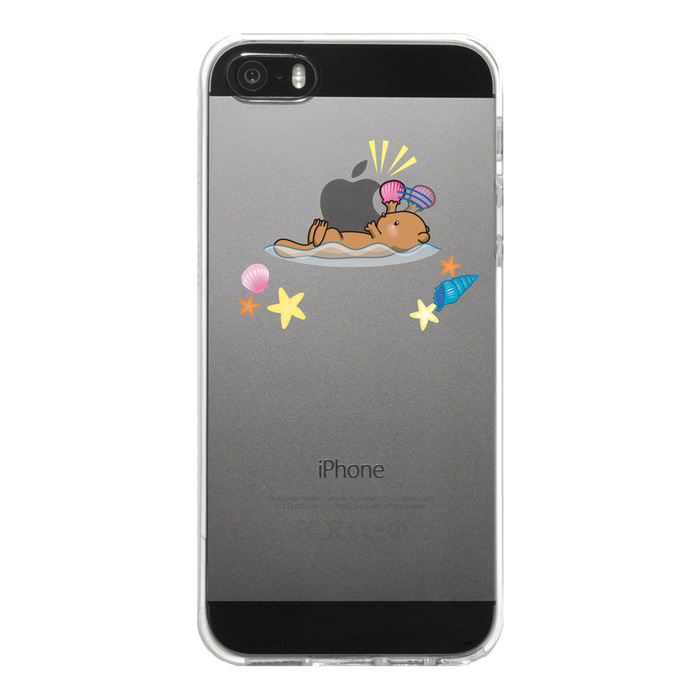 iPhone5 iPhone5s ケース クリア ラッコがアップルを食事 スマホケース ハード スマホケース ハード-4
