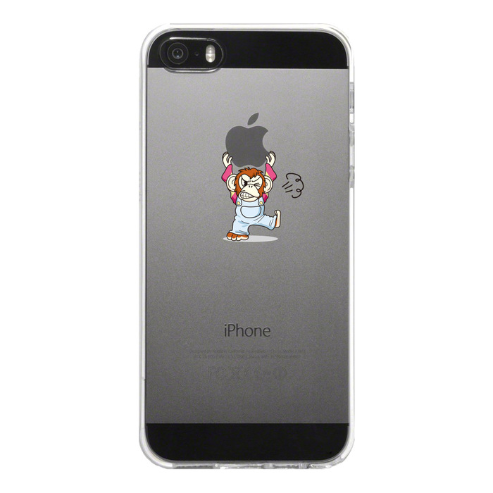 iPhone5 iPhone5s ケース クリア チンパンジーがアップルを重量挙げ 激おこ スマホケース ハード スマホケース ハード-4