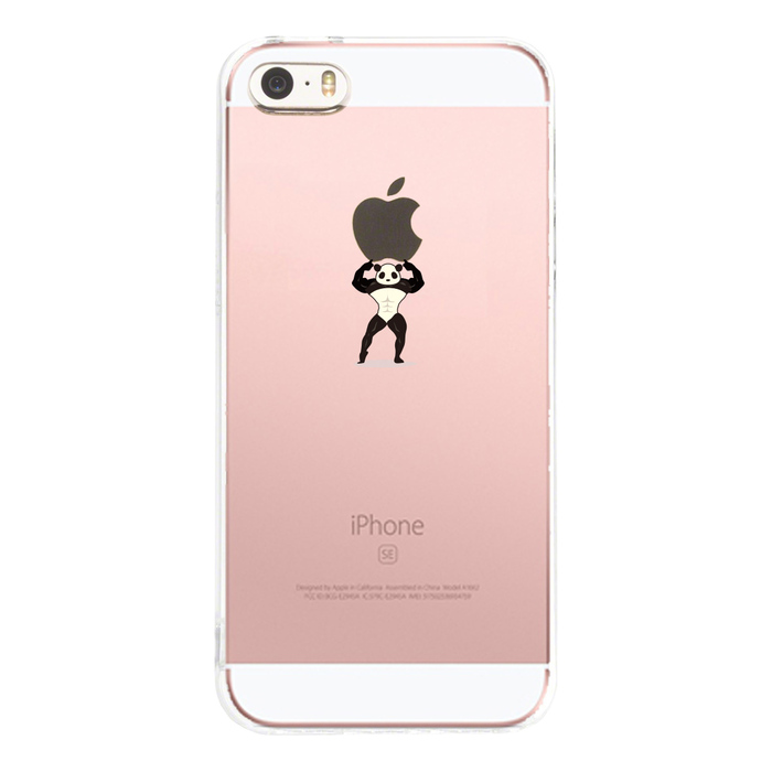 iPhone5 iPhone5s ケース クリア パンダがアップルを重量挙げ まっちょ スマホケース ハード スマホケース ハード-1