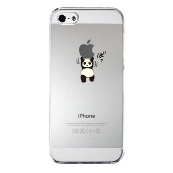 iPhone5 iPhone5s ケース クリア パンダがアップルを重量挙げ 努力感 スマホケース ハード スマホケース ハード-3