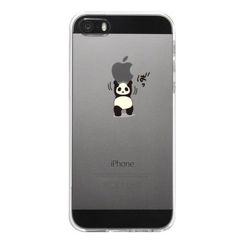 iPhone5 iPhone5s ケース クリア パンダがアップルを重量挙げ 努力感 スマホケース ハード スマホケース ハード-4
