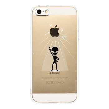 iPhone5 iPhone5s ケース クリア 宇宙人 フィーバー ブラック スマホケース ハード スマホケース ハード-2