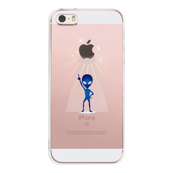 iPhone5 iPhone5s ケース クリア 宇宙人 フィーバー ブルー スマホケース ハード スマホケース ハード-1