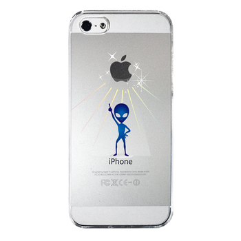 iPhone5 iPhone5s ケース クリア 宇宙人 フィーバー ブルー スマホケース ハード スマホケース ハード-3