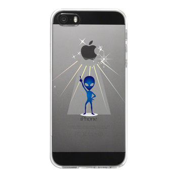iPhone5 iPhone5s ケース クリア 宇宙人 フィーバー ブルー スマホケース ハード スマホケース ハード-4