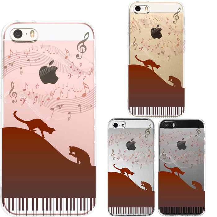 iPhone5 iPhone5s кейс прозрачный фортепьяно Silhouette кошка Brown смартфон кейс твердый смартфон кейс твердый -0