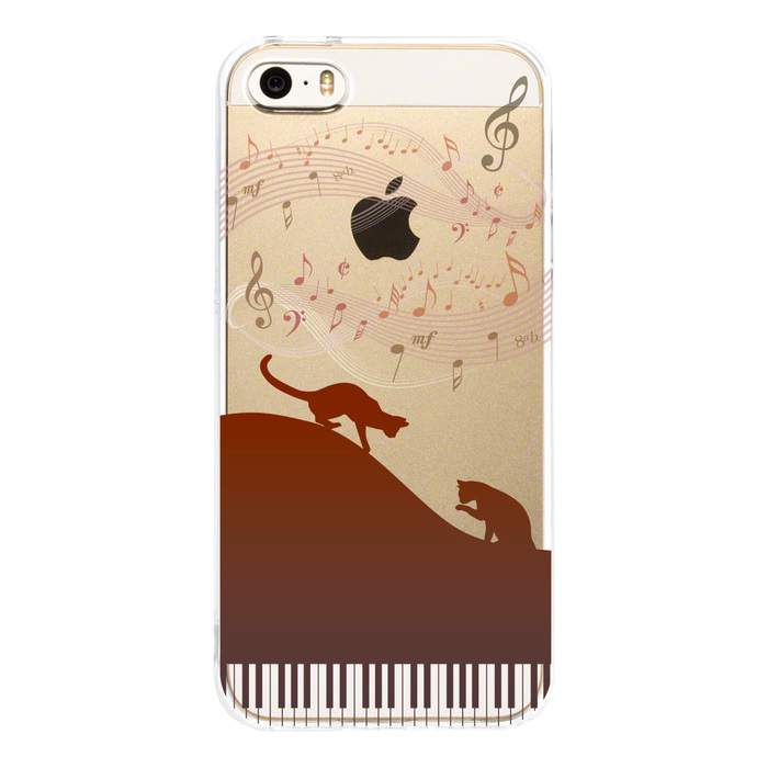 iPhone5 iPhone5s кейс прозрачный фортепьяно Silhouette кошка Brown смартфон кейс твердый смартфон кейс твердый -2
