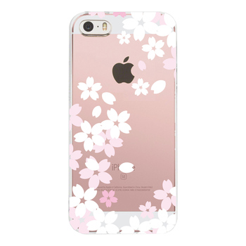 iPhone5 iPhone5s ケース クリア さくら花柄 白 スマホケース ハード スマホケース ハード-1