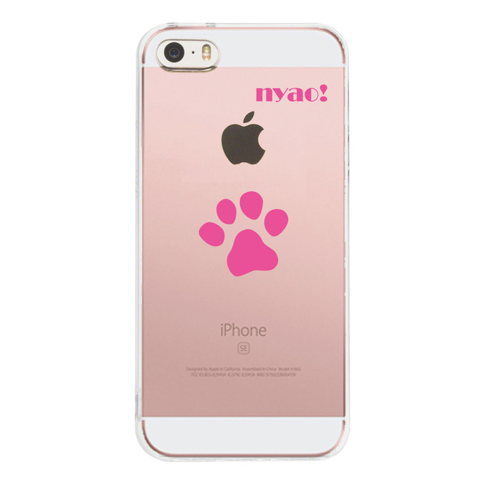 iPhone5 iPhone5s ケース クリア ねこの足跡 ピンク スマホケース ハード スマホケース ハード-1