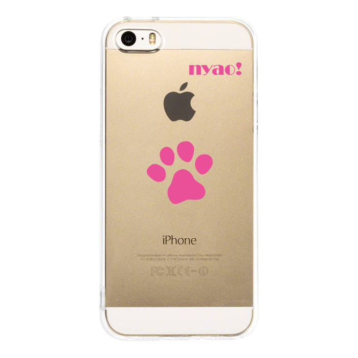 iPhone5 iPhone5s ケース クリア ねこの足跡 ピンク スマホケース ハード スマホケース ハード-2