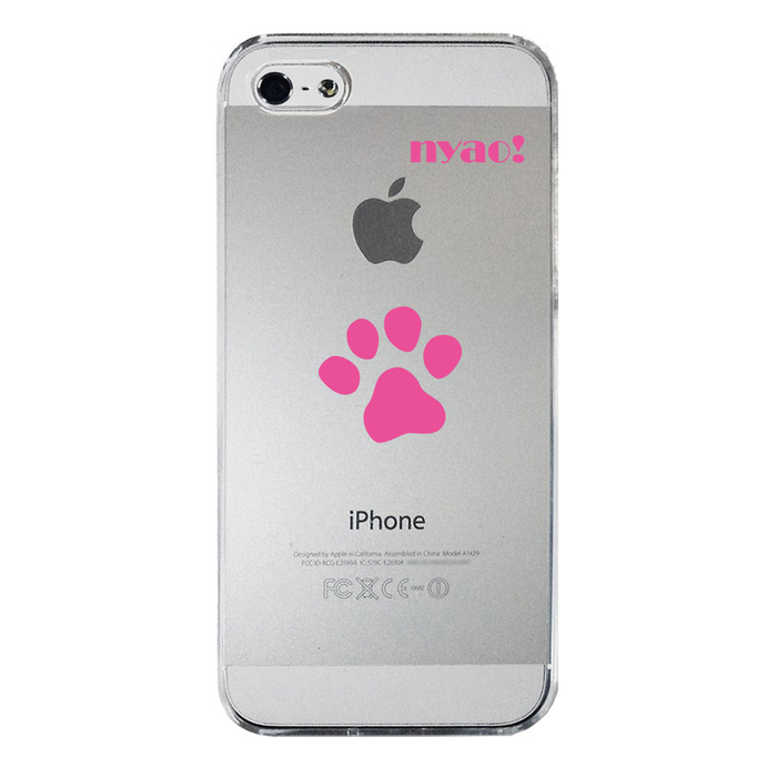 iPhone5 iPhone5s ケース クリア ねこの足跡 ピンク スマホケース ハード スマホケース ハード-3