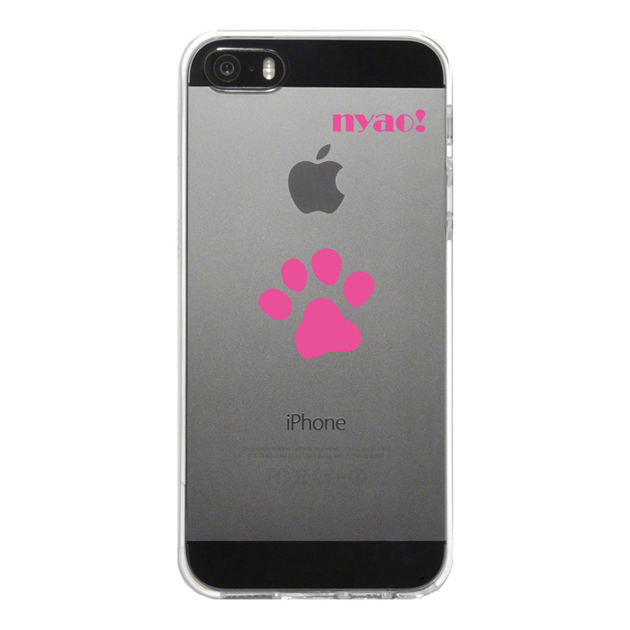 iPhone5 iPhone5s ケース クリア ねこの足跡 ピンク スマホケース ハード スマホケース ハード-4