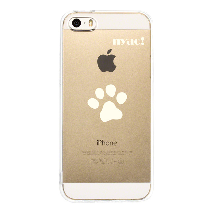 iPhone5 iPhone5s ケース クリア ねこの足跡 ライトイエロー スマホケース ハード スマホケース ハード-2