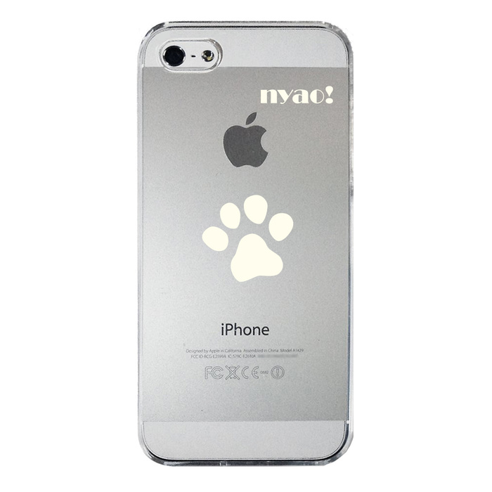 iPhone5 iPhone5s ケース クリア ねこの足跡 ライトイエロー スマホケース ハード スマホケース ハード-3