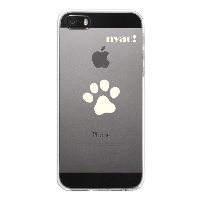 iPhone5 iPhone5s ケース クリア ねこの足跡 ライトイエロー スマホケース ハード スマホケース ハード-4