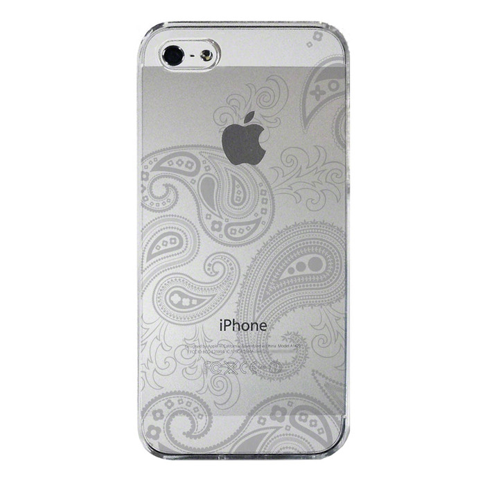 iPhone5 iPhone5s ケース クリア ペイズリー柄 ライトグレイ スマホケース ハード スマホケース ハード-3