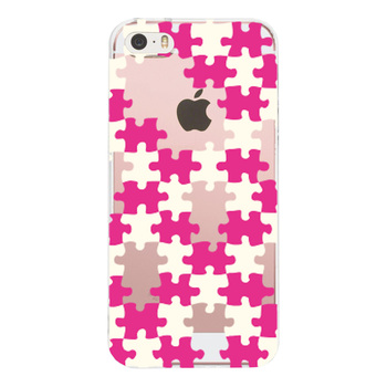iPhone5 iPhone5s ケース クリア パズル ライトイエロー ピンク スマホケース ハード スマホケース ハード-1