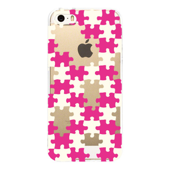 iPhone5 iPhone5s ケース クリア パズル ライトイエロー ピンク スマホケース ハード スマホケース ハード-2