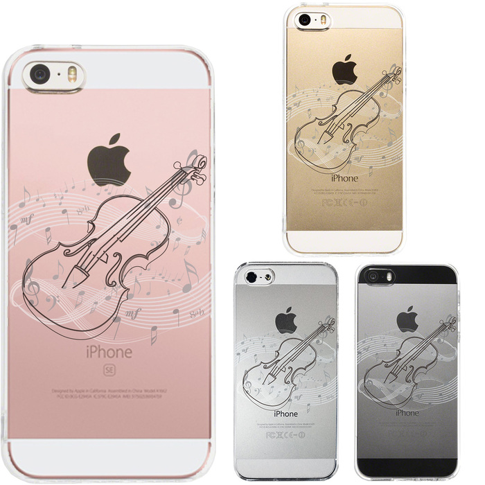 iPhone5 iPhone5s ケース クリア ヴァイオリン 4 ブラック スマホケース ハード スマホケース ハード-0