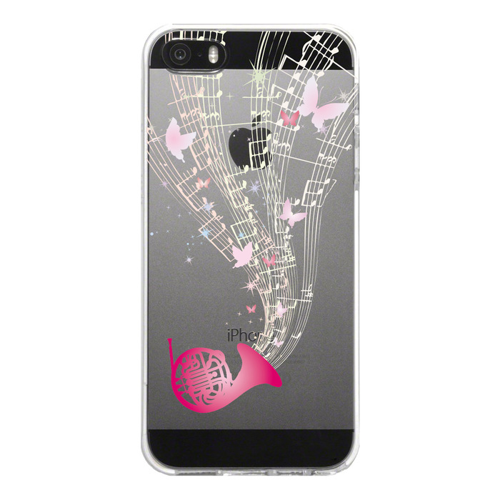 iPhone5 iPhone5s ケース クリア ホルン 音符 スマホケース ハード スマホケース ハード-4