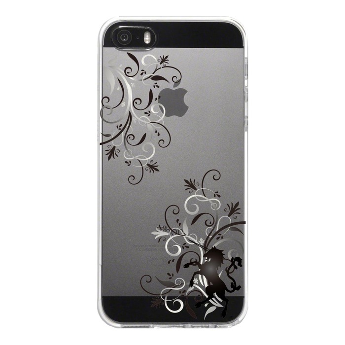 iPhone5 iPhone5s ケース クリア フローラル ＆ ユニコーン （グレー スマホケース ハード スマホケース ハード-4