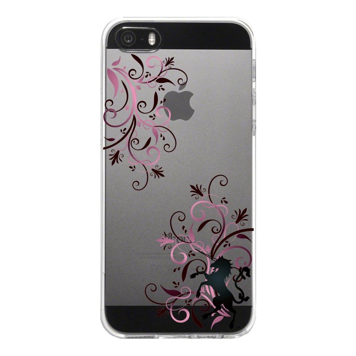 iPhone5 iPhone5s ケース クリア フローラル ＆ ユニコーン （ピンク スマホケース ハード スマホケース ハード-4