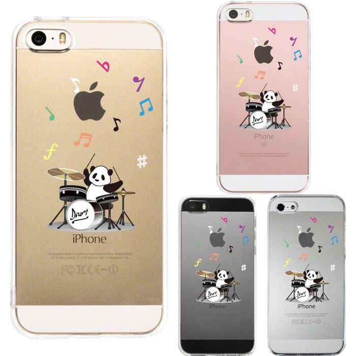 iPhone5 iPhone5s ケース クリア ドラム パンダ 音符 スマホケース ハード スマホケース ハード-0