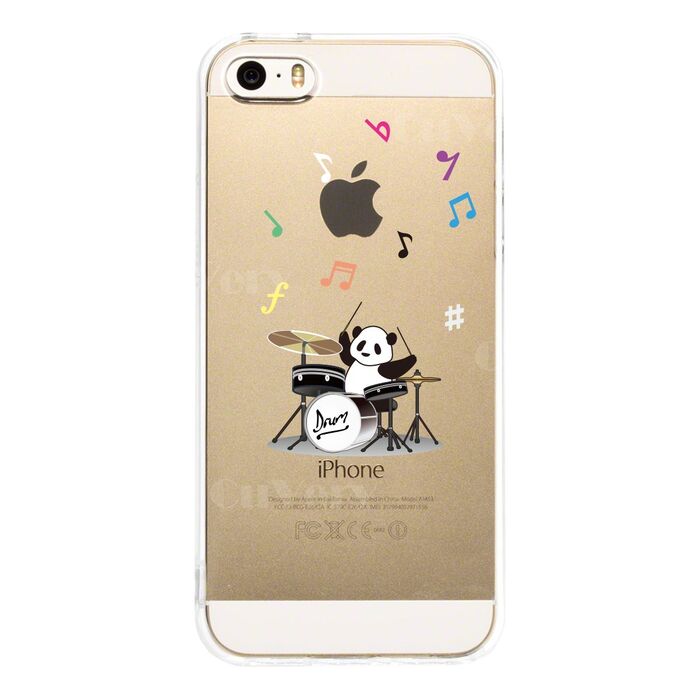 iPhone5 iPhone5s ケース クリア ドラム パンダ 音符 スマホケース ハード スマホケース ハード-1