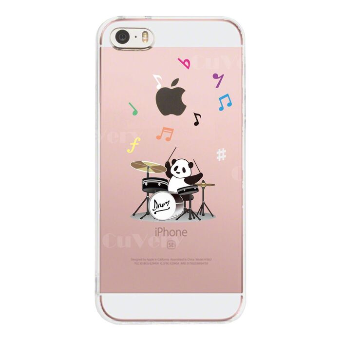 iPhone5 iPhone5s ケース クリア ドラム パンダ 音符 スマホケース ハード スマホケース ハード-2