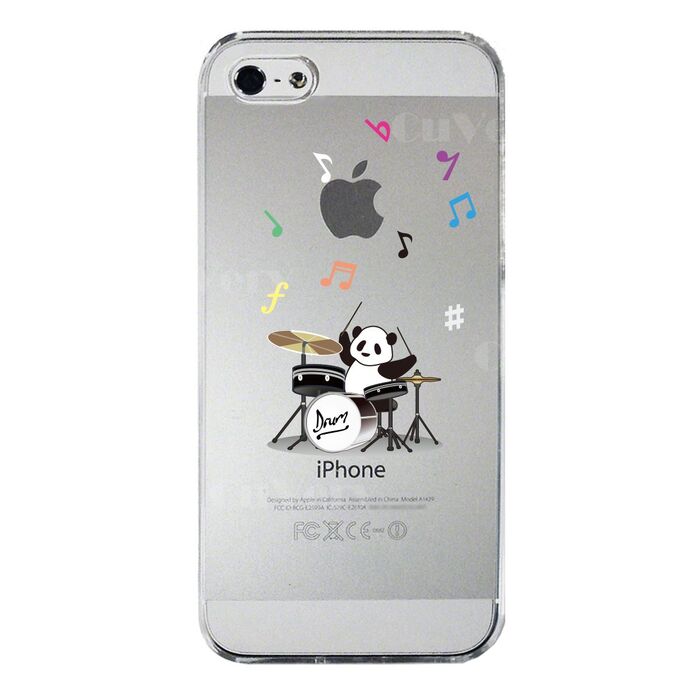 iPhone5 iPhone5s ケース クリア ドラム パンダ 音符 スマホケース ハード スマホケース ハード-3
