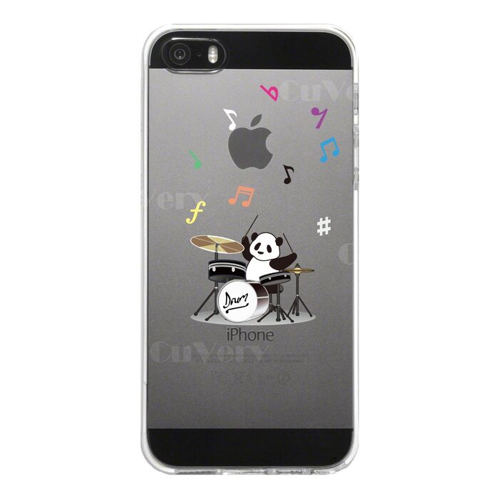 iPhone5 iPhone5s ケース クリア ドラム パンダ 音符 スマホケース ハード スマホケース ハード-4