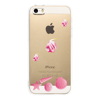 iPhone5 iPhone5s ケース クリア 熱帯魚と貝 ピンク スマホケース ハード スマホケース ハード-2