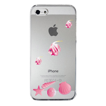 iPhone5 iPhone5s ケース クリア 熱帯魚と貝 ピンク スマホケース ハード スマホケース ハード-3