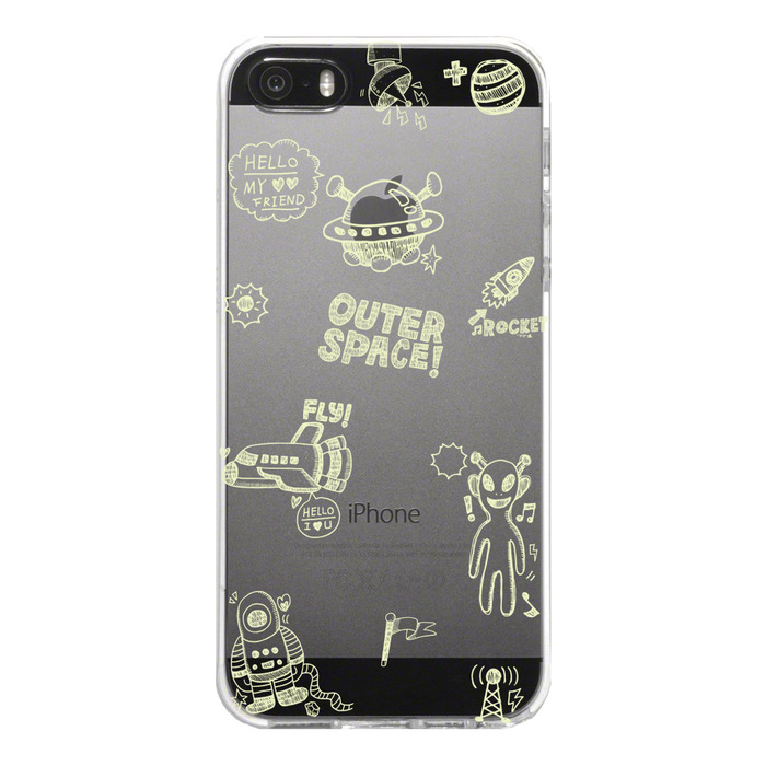 iPhone5 iPhone5s ケース クリア UFO 宇宙人 グリーン スマホケース ハード スマホケース ハード-4