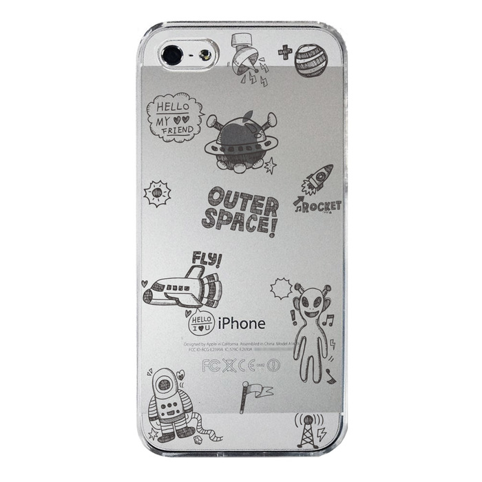 iPhone5 iPhone5s ケース クリア UFO 宇宙人 スマホケース ハード スマホケース ハード-3