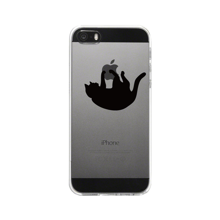 iPhone5 iPhone5s ケース クリア ぶらさがりネコ スマホケース ハード スマホケース ハード-4