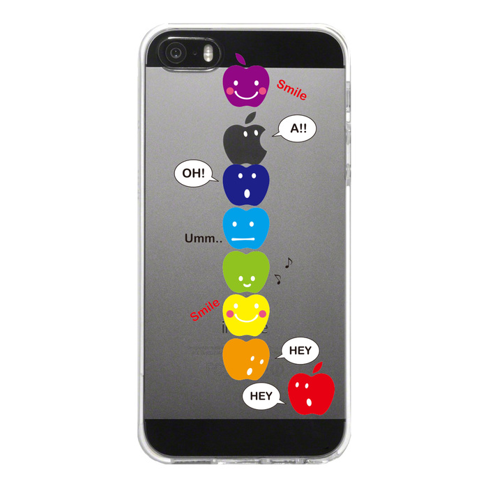 iPhone5 iPhone5s ケース クリア りんごがいっぱい スマホケース ハード スマホケース ハード-4
